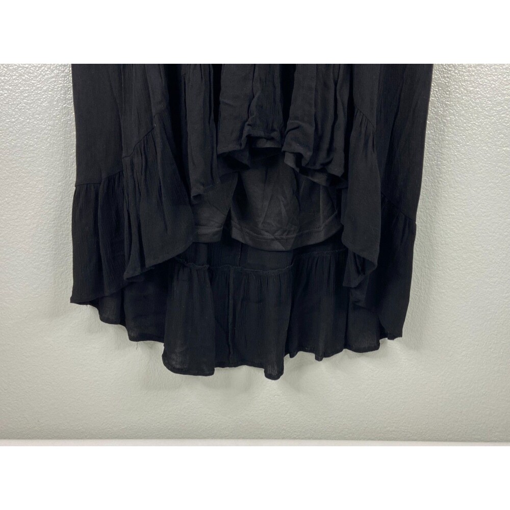 L Love Women Small Ruffled High Low Dress Black Lace Casual Sheer Back - Picture 4 of 9